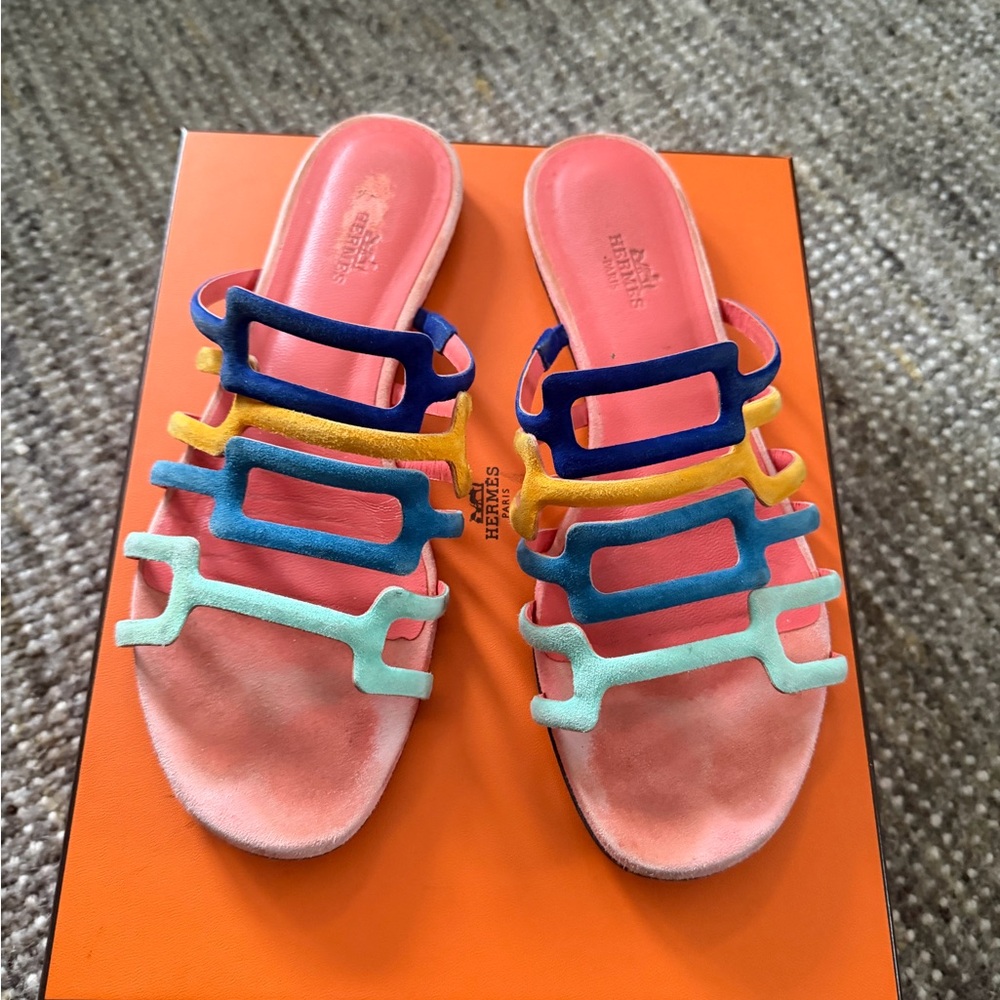 Hermes multi-color authentic sandals size 7.5